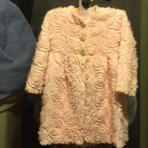 Floral Textured Pink Coat 4t